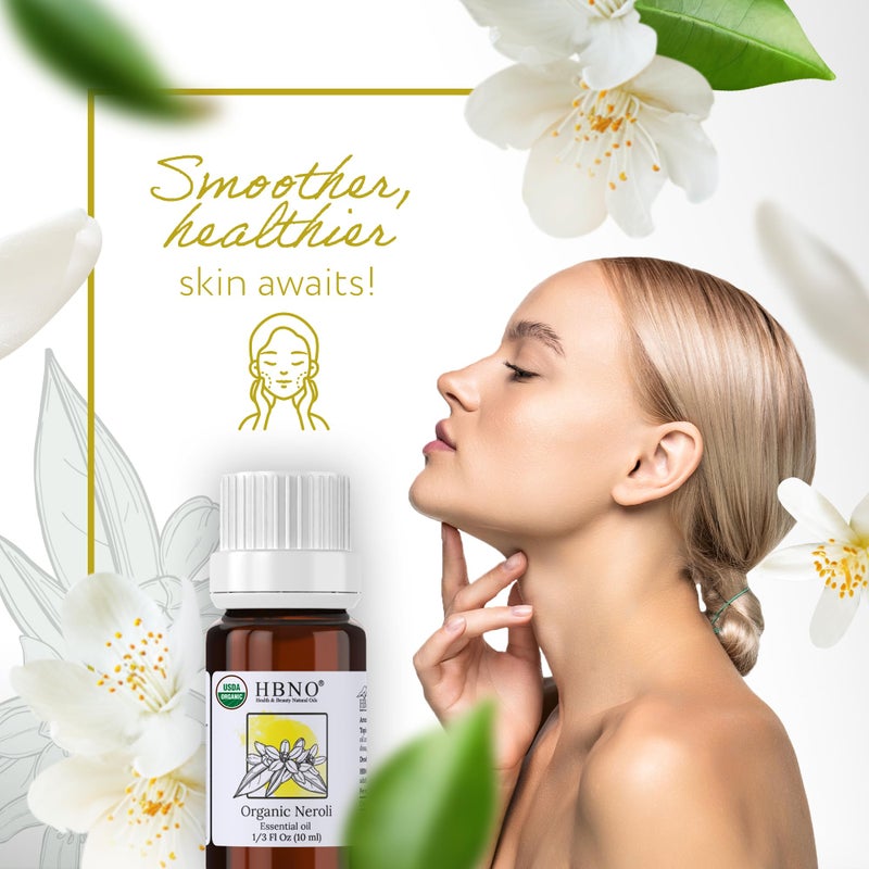 HBNO Organic Neroli Essential Oil- 1/3 oz (10ml) Size - Ideal for Diffusers, Cleaning Agents, Skincare, and Haircare. - Image 5