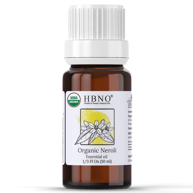 HBNO Organic Neroli Essential Oil- 1/3 oz (10ml) Size - Ideal for Diffusers, Cleaning Agents, Skincare, and Haircare. - Image 1