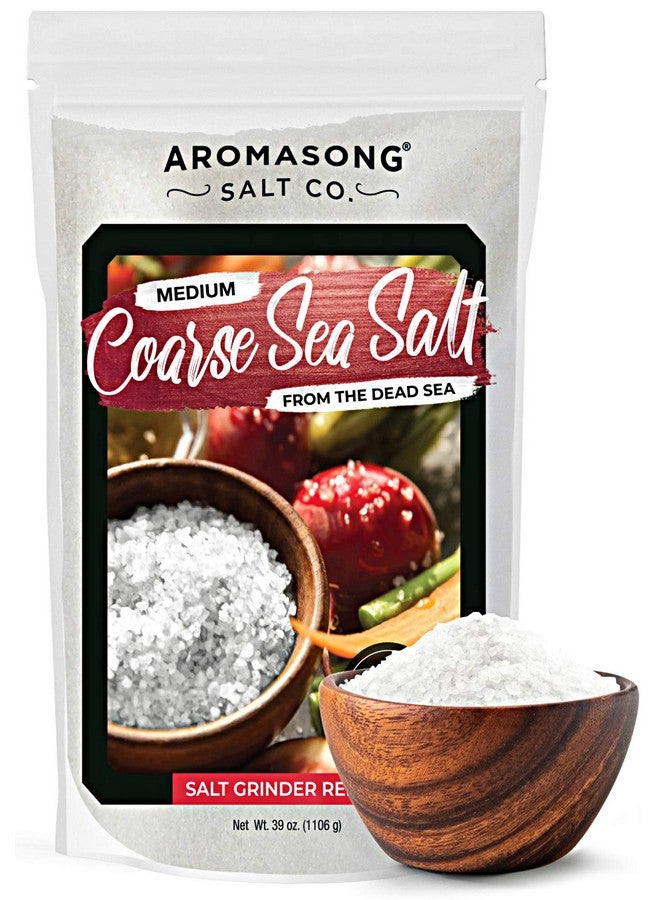 Aromasong 100% Natural Sea Salt, Coarse Grain, Large Bulk RESEALABLE Bag, 2.43 LBS, SUN DRIED from the Dead Sea, Unrefined, Gluten Free, Grinder Refill, Pure Sea Salt for Daily Cooking & Pickling Salt - Image 1
