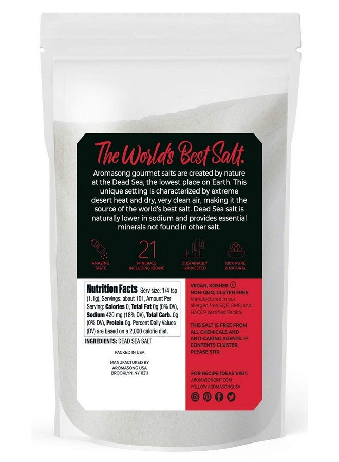 Aromasong 100% Natural Sea Salt, Coarse Grain, Large Bulk RESEALABLE Bag, 2.43 LBS, SUN DRIED from the Dead Sea, Unrefined, Gluten Free, Grinder Refill, Pure Sea Salt for Daily Cooking & Pickling Salt - Image 5