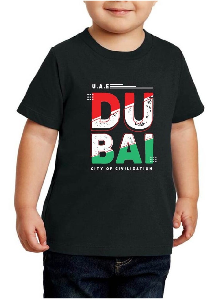 PRINTSHOP4ME - Love Dubai Kids Boys T-Shirt - Round Neck with Short Sleeve Tshirt - Boys Cotton T-Shirt - I Love Dubai-Printed T-Shirt - Perfect for Dubai Souvenir - Image 1