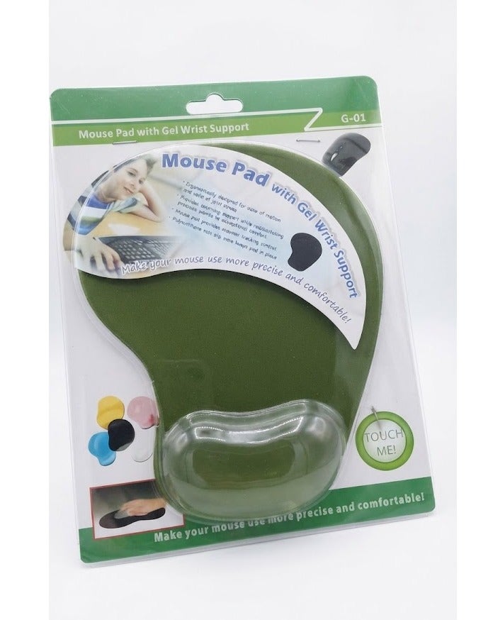Mouse Pad with Gel Wrist Support - Green - Image 1