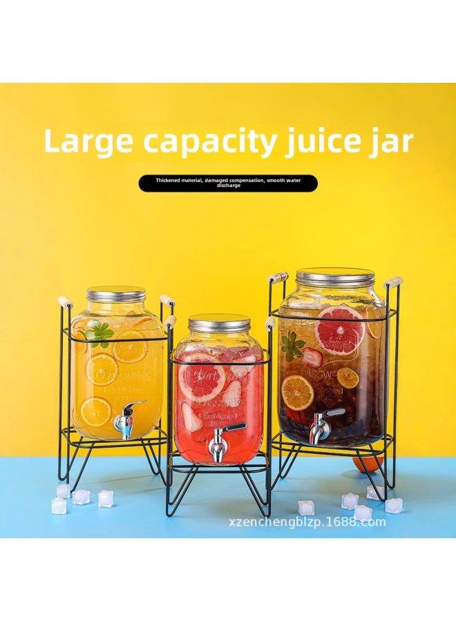 Direct Coke Barrel With Faucet Cocktail Barrel Tea Break Beverage Barrel Lemon Glass Cold Kettle Juice Jar Container-Capacity:8 Liters+abs Faucet+iron Frame - Image 2