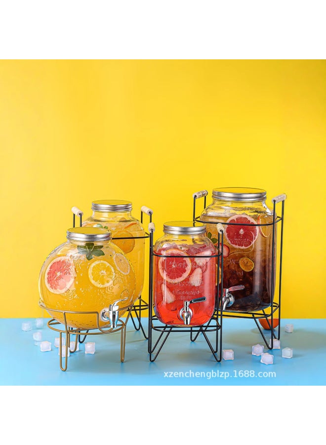 Direct Coke Barrel With Faucet Cocktail Barrel Tea Break Beverage Barrel Lemon Glass Cold Kettle Juice Jar Container-Capacity:8 Liters+abs Faucet+iron Frame - Image 5
