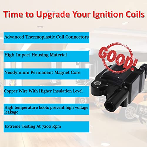 MANATEE 12611424 Ignition Coil Pack 8 PCS fit for Chevy GMC Cadillac Pontiac Silverado Tahoe Suburban Avalanche Yukon Escalade Trailblazer Grand Prix H3 V8 4.8L 5.3L, 6.0L 6.2L, D510C UF413 12570616 - Image 2