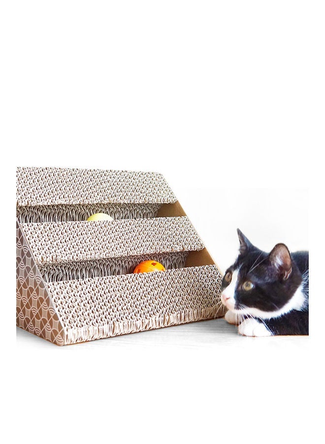 NIBEMINENT Cat Scratcher Pad with Bell Ball Beige - Image 3