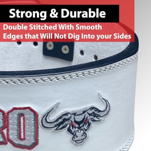 IBRO Powerlifting Lever Gym Belt ? Power 10MM Extreme Heavy Duty Genuine Leather Belts - Squats Deadlifts Bodybuilding Weight Lifting IPF Power Lifting Strongman for Men 10mm AllWhite M - Image 5