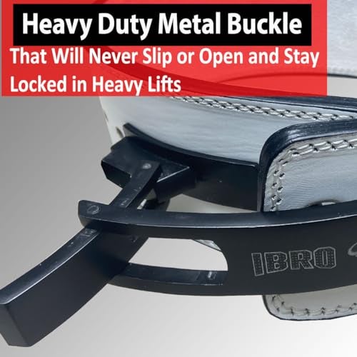 IBRO Powerlifting Lever Gym Belt ? Power 10MM Extreme Heavy Duty Genuine Leather Belts - Squats Deadlifts Bodybuilding Weight Lifting IPF Power Lifting Strongman for Men 10mm AllWhite M - Image 4