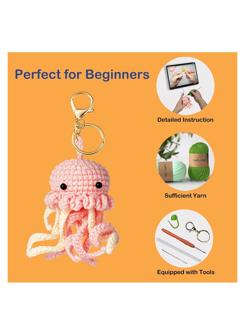 SYOSI Beginner Crochet Kit with Animals, DIY Crochet Kit for Frog, Jellyfish, Whale Crochet Starter Kit Animal Crochet DIY Kit for Complete Beginners with Step-by-Step Instructions and Video Tutorials - Image 4