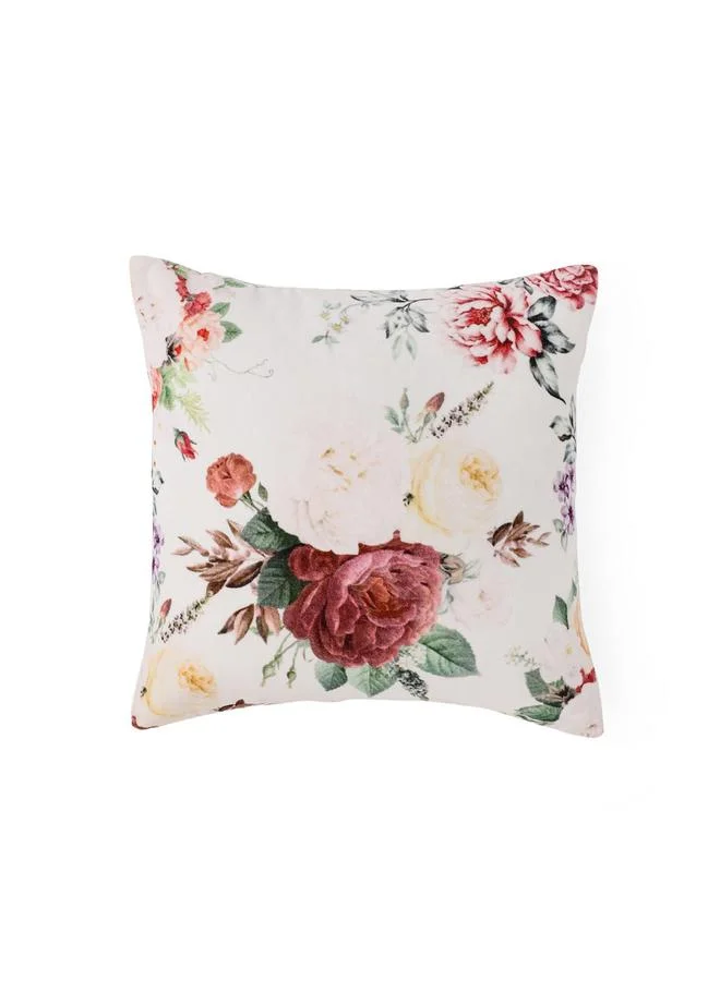 Sanskrutihomes Velvet Multi Floral Cushion Cover, Medium
