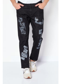 Men Regular Fit Heather Stretchable Denim, Charcoal