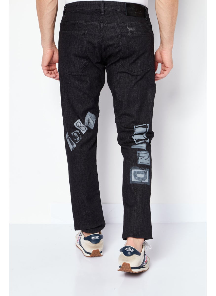 TRUSSARDI JEANS - Men Regular Fit Heather Stretchable Denim, Charcoal - Image 1