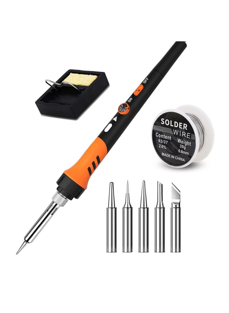 Soldering Iron kit, Soldering Gun, 8-in-1 Solder Iron kit Tool, Adjustable Temperature from 200 to 450℃ with 5 Soldering Iron Tips, Solder Wire, Soldering Iron Stand Soldering Repair Electronics - Image 1