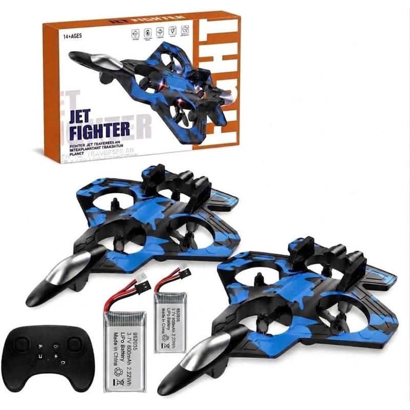 Flying Toy 360 Rotation RC Drone with Real Fighter Design, Shockproof, Intelligent Auto Stability, Easy to Use for Beginners, Gift for Adults 2 Batteries - Image 1