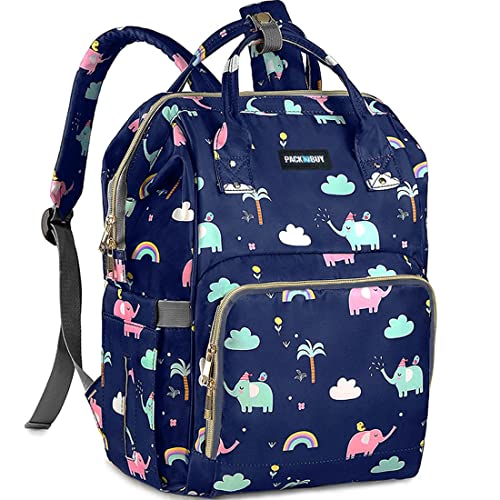 PACKNBUY Baby Diaper Bag Backpack for Mothers for Travel Maternity Hospital Bag for Delivery Women with Multiple Pockets Water Resistant Insulated Bottle Holders Large Capacity (Dark Blue) - Image 1