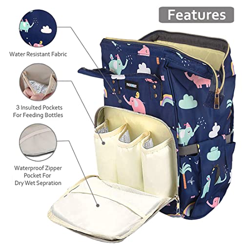 PACKNBUY Baby Diaper Bag Backpack for Mothers for Travel Maternity Hospital Bag for Delivery Women with Multiple Pockets Water Resistant Insulated Bottle Holders Large Capacity (Dark Blue) - Image 2