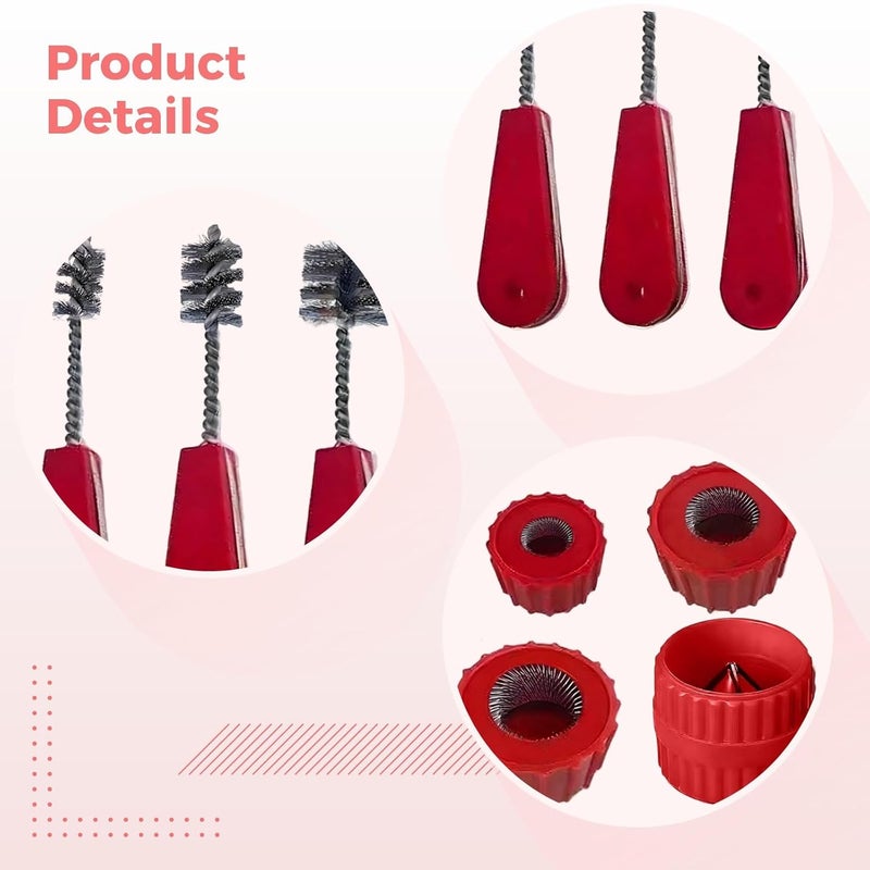 Cleaning Brush Set for Copper Pipe, 7 Pcs, Wavy Bristles, Includes 4 Deburring Chamfers and 3 Pipe Cleaning Brushes, Long-Durable Stainless Steel Bristles for Welding - Image 3