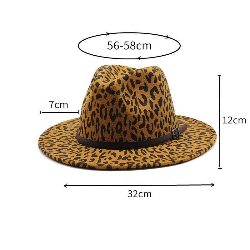 Fedora European Foreign Trade Autumn Winter  Leopard Oversized Unisex Four Seasons Hat - Image 2