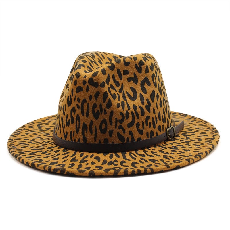 Fedora European Foreign Trade Autumn Winter  Leopard Oversized Unisex Four Seasons Hat - Image 1