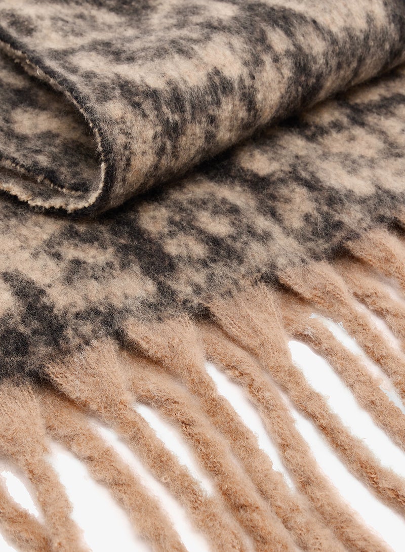 Ginger Leopard Print Tassel Scarf - Image 2