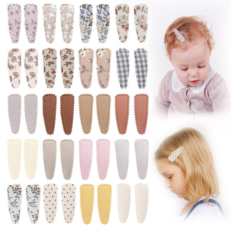 KIDOCHEESE 40pcs Baby Hair Clips Flower Patterns Snap Hair Clips Wrapped by Cloth Hair Pins Baby Girls Barrettes Hair Accessories for Baby Girls Infants Toddler Kids - Image 1