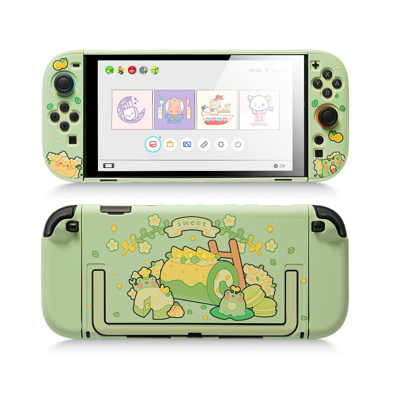 GeekShare Protective Case Compatible with Switch 2, Hard PC Slim Dockable Shell Cover Designed for Switch 2 Game Console and Joystick Controllers - Matcha Froggy - Image 1