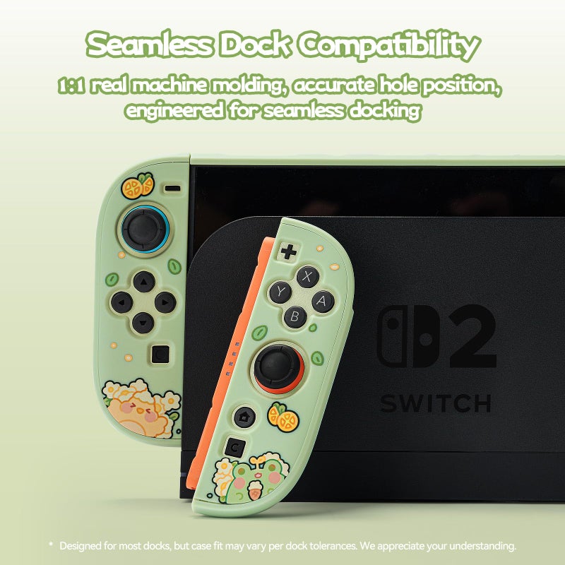 GeekShare Protective Case Compatible with Switch 2, Hard PC Slim Dockable Shell Cover Designed for Switch 2 Game Console and Joystick Controllers - Matcha Froggy - Image 4
