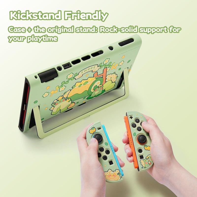 GeekShare Protective Case Compatible with Switch 2, Hard PC Slim Dockable Shell Cover Designed for Switch 2 Game Console and Joystick Controllers - Matcha Froggy - Image 3