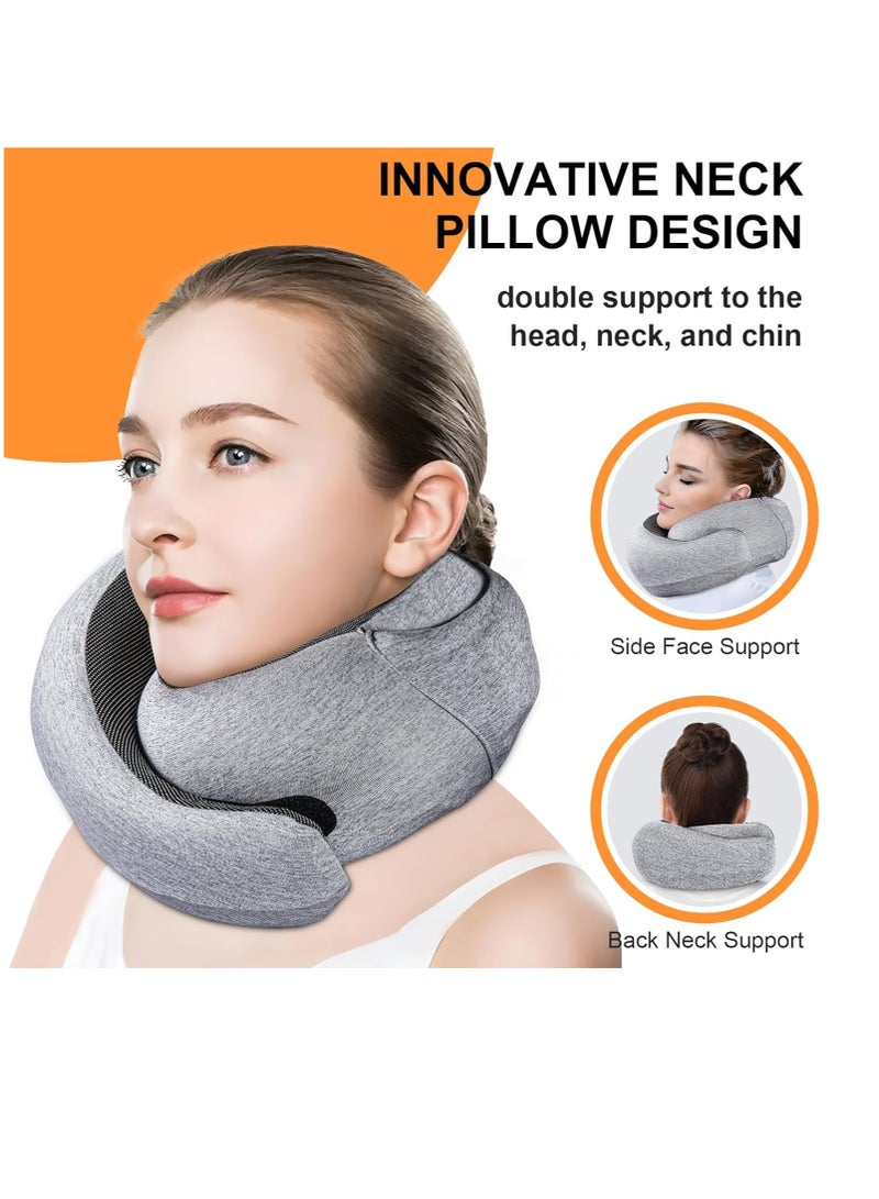 رات سو وسادة الرقبة للسفر من رغوة الذاكرة مع قلنسوة، وسادة طائرة للبالغين لدعم الرقبة ومسند الرأس، وسادة محمولة للنوم في المكاتب والسيارات والقطارات والرحلات الطويلة. - Image 4