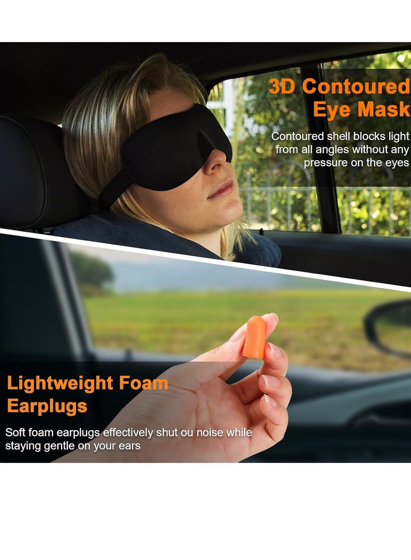 رات سو وسادة الرقبة للسفر من رغوة الذاكرة مع قلنسوة، وسادة طائرة للبالغين لدعم الرقبة ومسند الرأس، وسادة محمولة للنوم في المكاتب والسيارات والقطارات والرحلات الطويلة. - Image 5