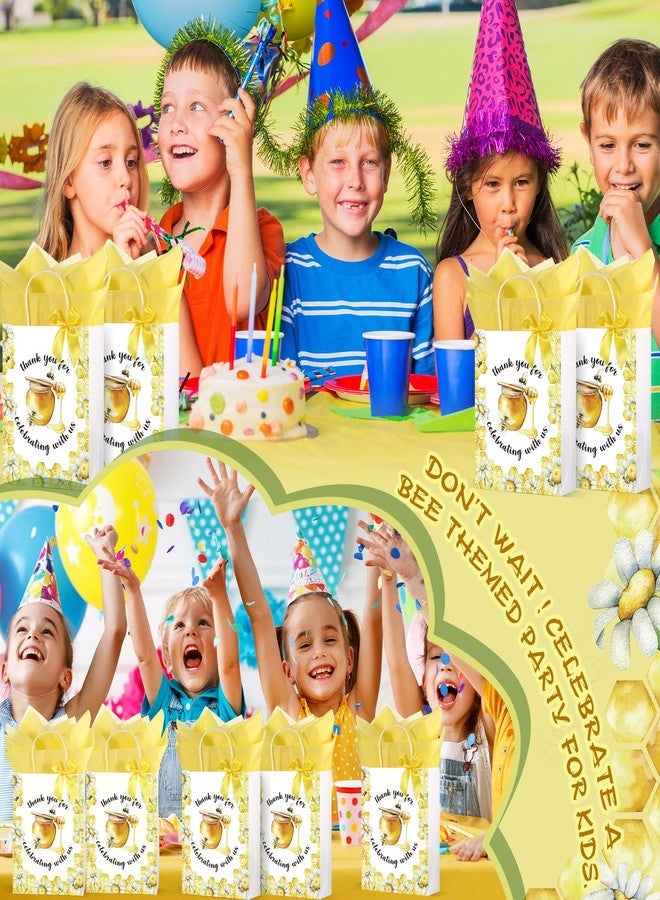Seajan 24 Pack 10.63 x 8.27 Inch Baby Shower Jungle Safari Animal Party Favor Goodie Bags with Handle for Child's Birthday Gender Reveal(Yellow, Bee - Image 5