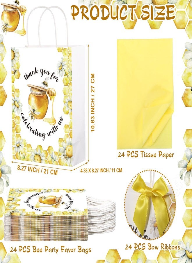 Seajan 24 Pack 10.63 x 8.27 Inch Baby Shower Jungle Safari Animal Party Favor Goodie Bags with Handle for Child's Birthday Gender Reveal(Yellow, Bee - Image 2