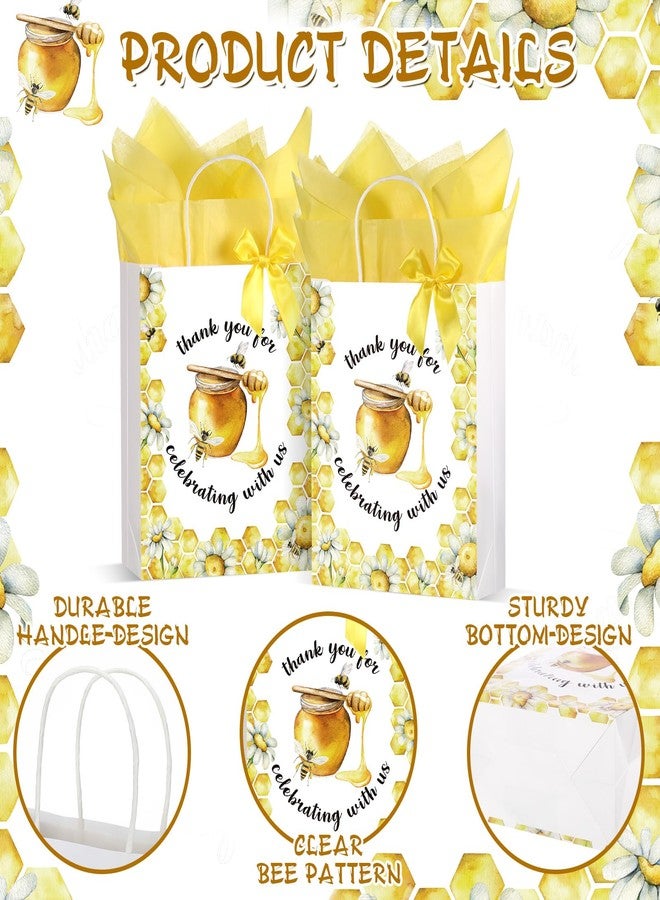 Seajan 24 Pack 10.63 x 8.27 Inch Baby Shower Jungle Safari Animal Party Favor Goodie Bags with Handle for Child's Birthday Gender Reveal(Yellow, Bee - Image 3