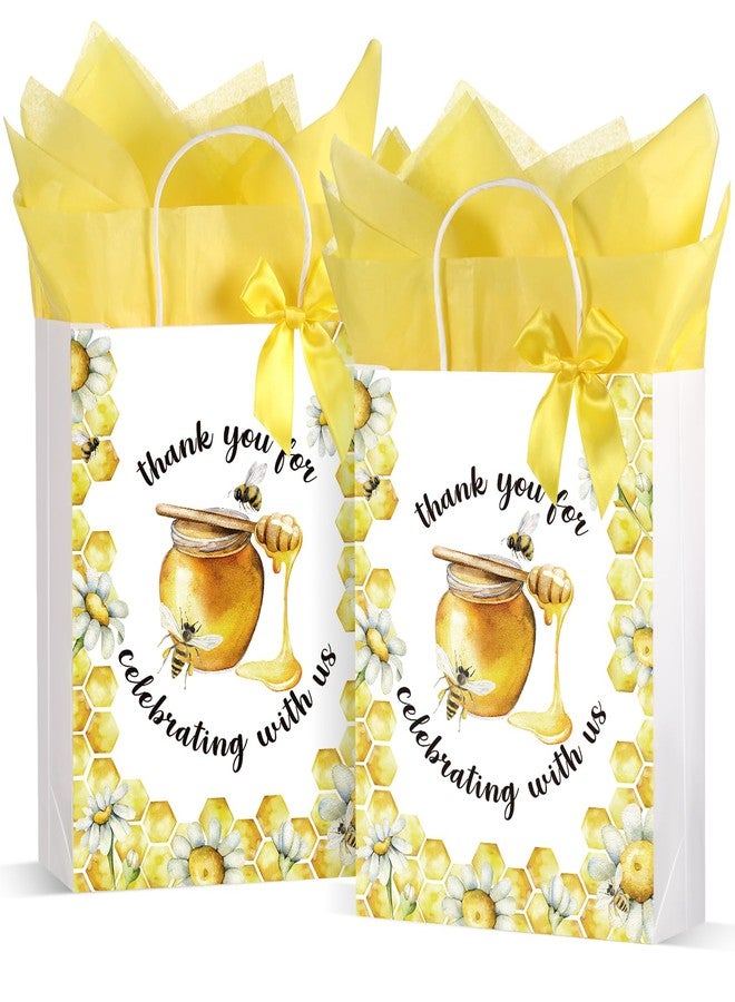 Seajan 24 Pack 10.63 x 8.27 Inch Baby Shower Jungle Safari Animal Party Favor Goodie Bags with Handle for Child's Birthday Gender Reveal(Yellow, Bee - Image 1