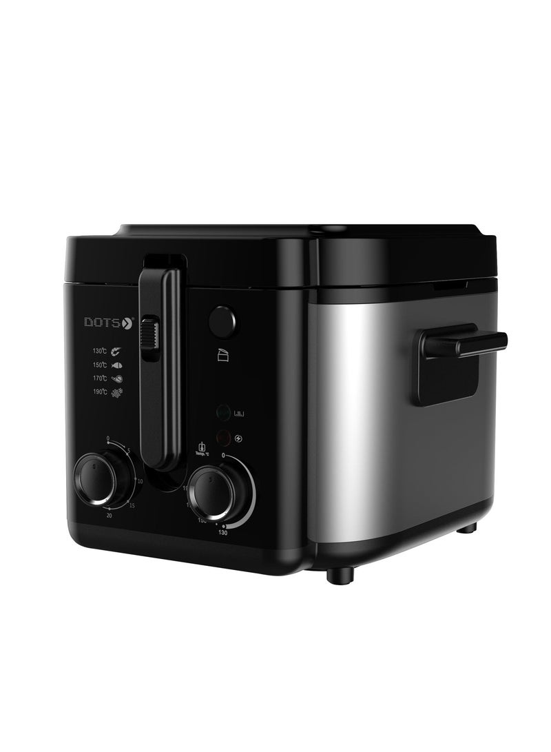 Dots deep fryer with 30-minute timer, 1600W 2.5L deep fryer with basket for home use, with viewing window, electric deep fryer, built-in frying basket and handle - Image 4
