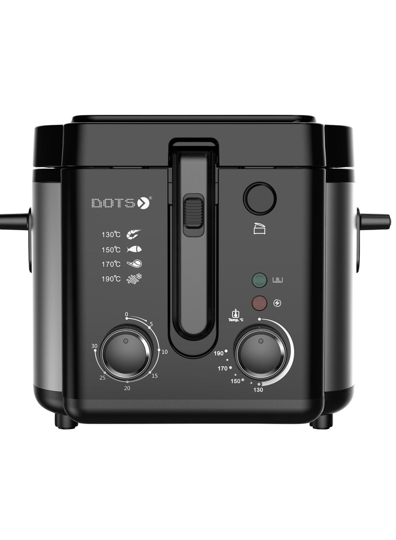 Dots deep fryer with 30-minute timer, 1600W 2.5L deep fryer with basket for home use, with viewing window, electric deep fryer, built-in frying basket and handle - Image 2