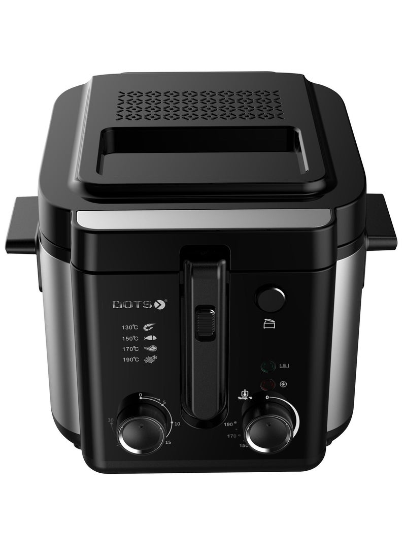 Dots deep fryer with 30-minute timer, 1600W 2.5L deep fryer with basket for home use, with viewing window, electric deep fryer, built-in frying basket and handle - Image 3