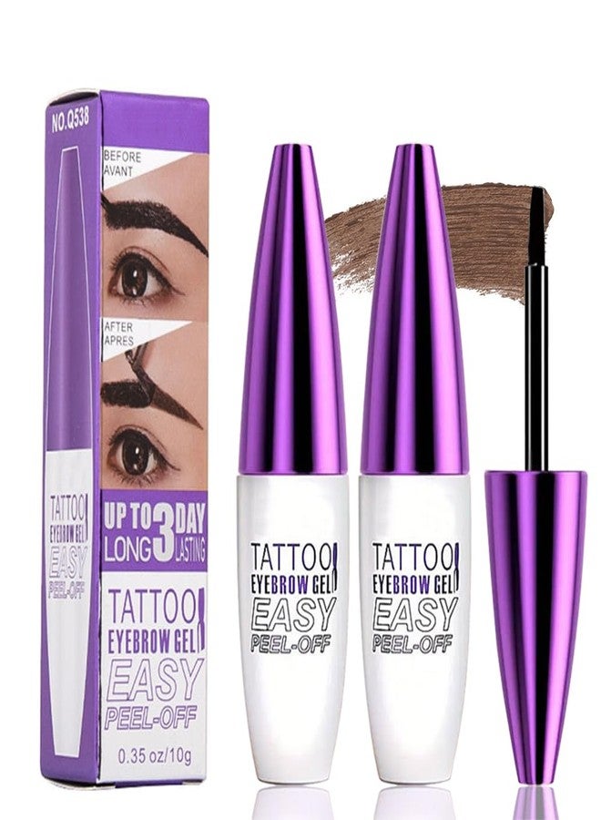 GHFCZOO ​​2Pcs Dark Brown Peel Off Brow Tint Gel - Waterproof & Sweatproof Tattoo Effect, Transfer-Resistant Multi-Day Wear, All Skin Types Mother’s Day Women's Day Gift Set​​ - Image 1