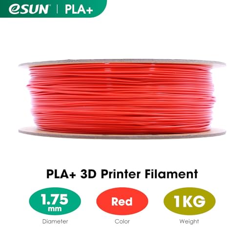 eSUN PLA+ Filament 1.75mm, 3D Printer Filament PLA Plus, Dimensional Accuracy +/- 0.03mm, 1KG Spool (2.2 LBS) 3D Printing Filament for 3D Printers, Red - Image 2