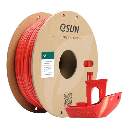 eSUN PLA+ Filament 1.75mm, 3D Printer Filament PLA Plus, Dimensional Accuracy +/- 0.03mm, 1KG Spool (2.2 LBS) 3D Printing Filament for 3D Printers, Red - Image 1