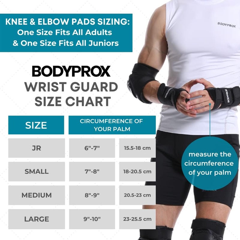 BODYPROX Knee Pads, Elbow Pads, and Wrist Guards Set for Inline Skating, Skateboarding, Roller Derby, and BMX - Image 2