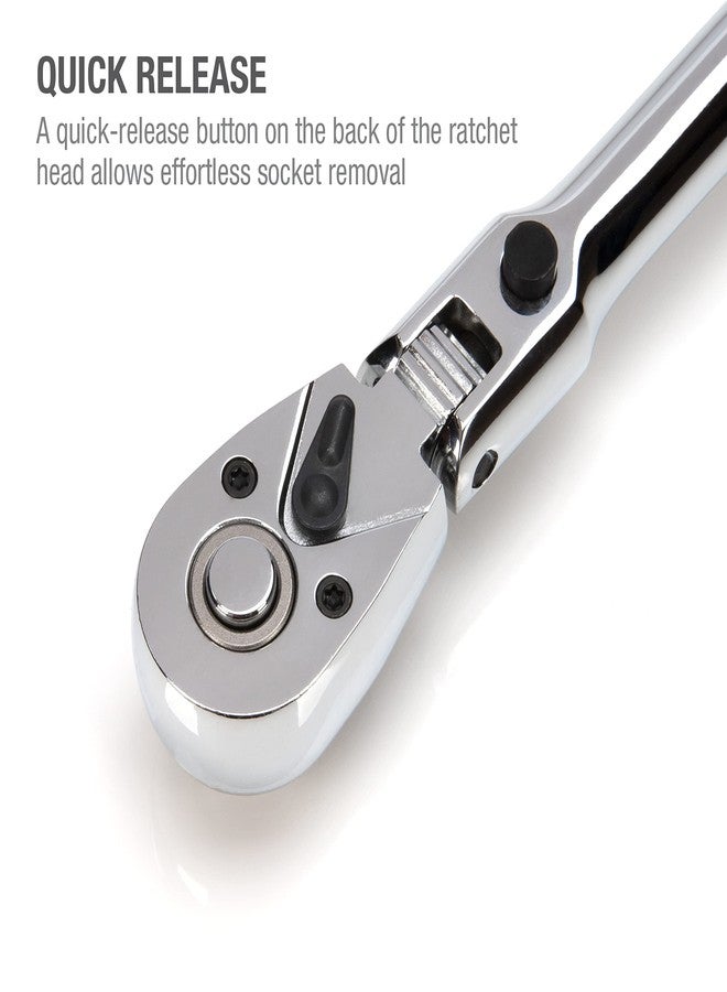 ستيلمان مفتاح ربط سريع الفك من Steelman بقطر 3/8 بوصة، 72 سنًا، رأس مرن بزاوية 180 درجة، بمقبض طويل 18 بوصة - Image 4