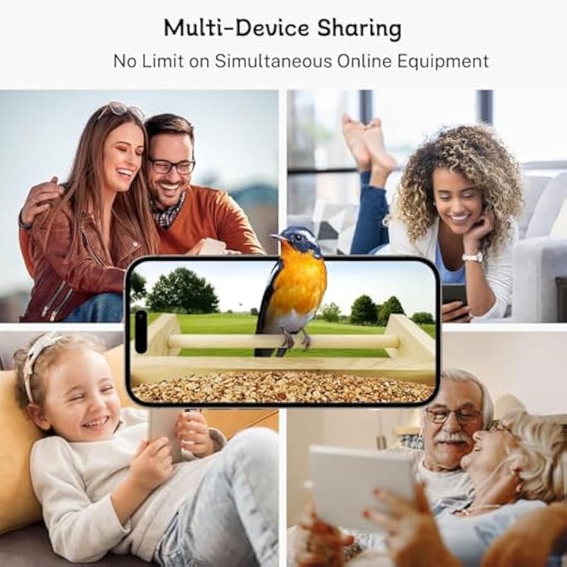 Arabest Bird Feeder with Camera, Upgraded 1.5L Smart Bird Feeder with AI Identify for 10000+ Bird Species, Auto Capture Bird & Real-time Notifications, Ideal Gift for Bird Lover (Wooden Roof) - Image 5