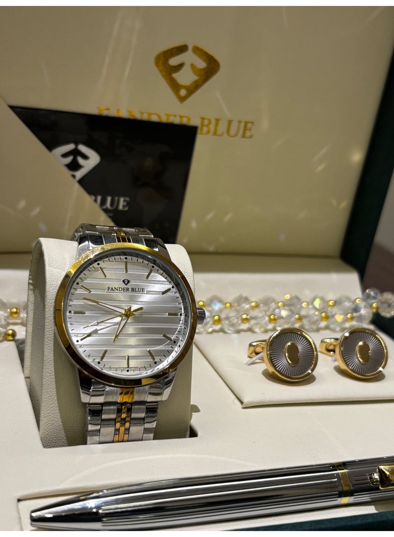 FANDER BLUE "FANDER BLUE" Lion Eye Gold Set – Men's Watch with Pen and Rosary - Image 2