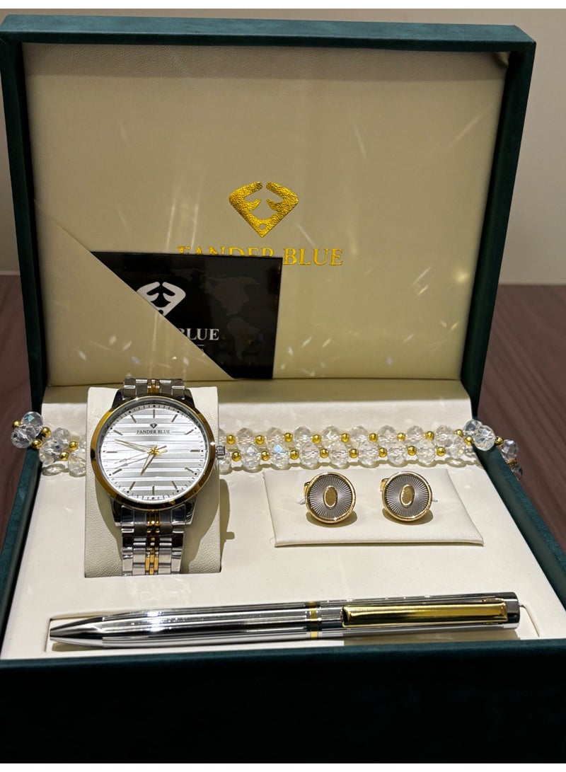 FANDER BLUE "FANDER BLUE" Lion Eye Gold Set – Men's Watch with Pen and Rosary - Image 3