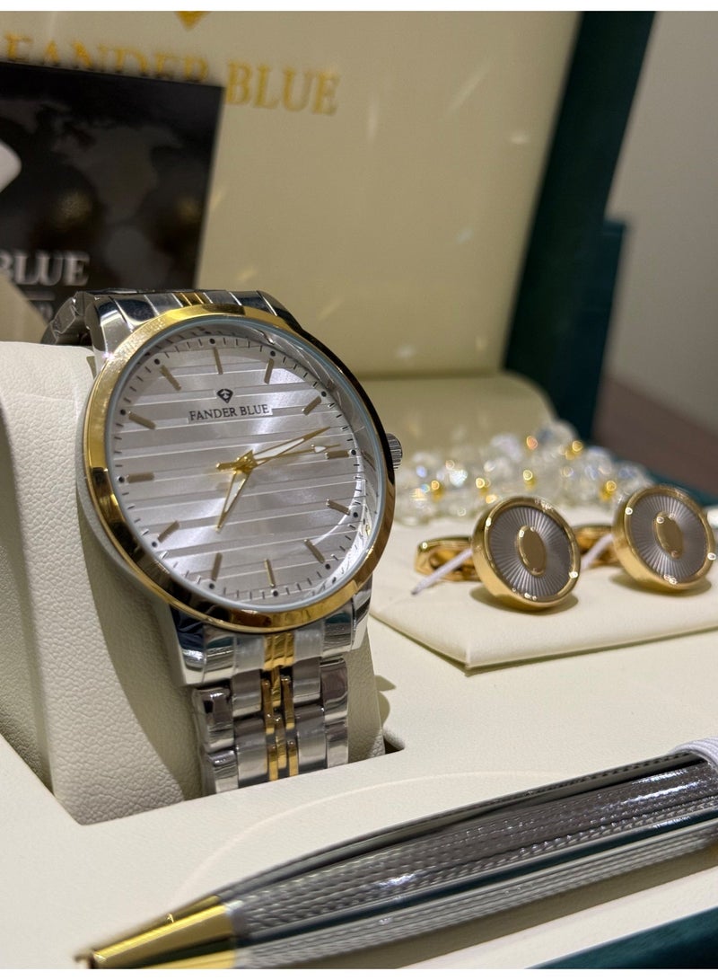 FANDER BLUE "FANDER BLUE" Lion Eye Gold Set – Men's Watch with Pen and Rosary - Image 1