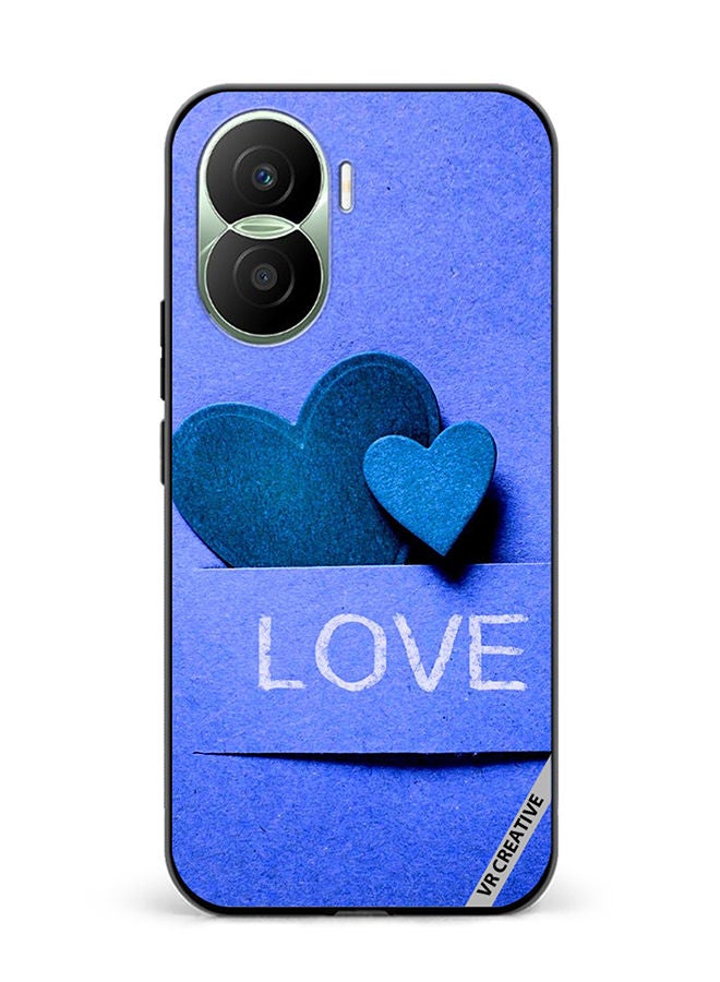 VR CREATIVE Protective Case Cover For Honor Play7T Pro Blue Love heart Design Multicolour - Image 1