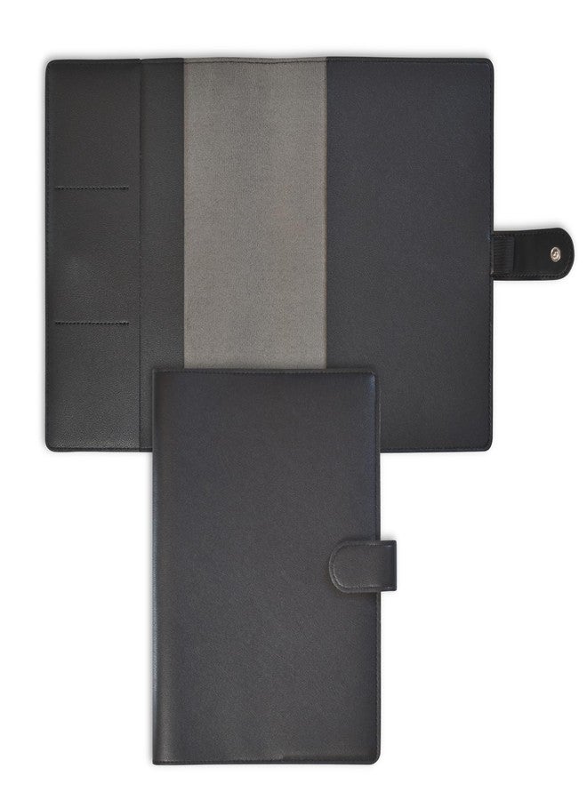 Eleven Discs™ Premium Faux Leather Discbound Notebook Folio Cover with Multiple Pockets and Secure Button Clasp - Notebook Not Included (Junior Size, Black) - Image 1