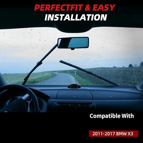 OTUAYAUTO Premium Windshield Wiper Blades - Replacement for BMW X3 2011-2017 - Precision Fit, All-Weather Performance, Front and Rear Wiper Blades, Side Lock - 26"+20"+13" (Pack of 3) - Image 4