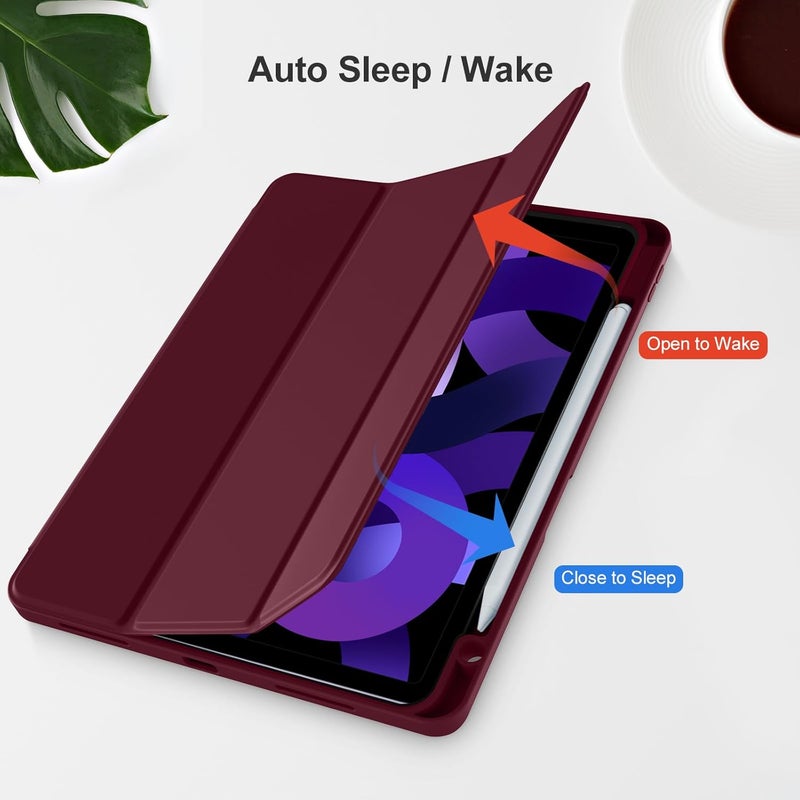 Akkerds Compatible with iPad Air 11 Inch Case 7th/6th Generation (M3/M2) 2025/2024, for iPad Air 5th/4th Generation Case 10.9 Inch 2022/2020 with Pencil Holder[Auto Sleep/Wake], WineRed - Image 5